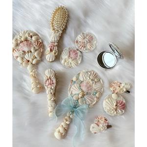 กระจกแต่งหน้าแบบมือถือทรงรี ดีไซน์เปลือกหอย งานฝีมือเวียดนาม ขายส่ง - Product Image 5