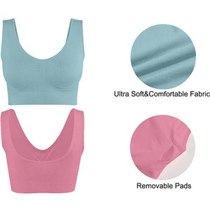 Lot de 3 soutiens-gorge de sport sans couture Soutien-gorge de yoga avec coussinets amovibles pour femmes - Product Image 3