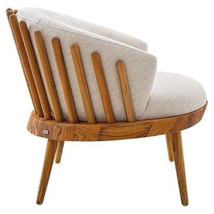 Fauteuil de détente scandinave moderne en bois massif, siège d'appoint rembourré pour salon, hôtel, villa - Product Image 1