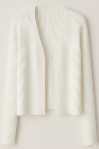 Cárdigan Corto de Punto Acanalado para Mujer, de Alta Demanda, Conjunto de Manga Larga con Botones en la Parte Delantera, Proveedor Mayorista, Etiqueta Personalizada, al por Mayor - Product Image 5