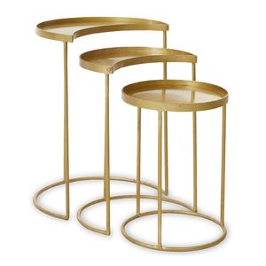Juego de mesa de centro de Metal redonda con acabado antiguo elegante y elegante de tres piezas Mesa auxiliar para el hogar Hotel Precio bajo Buena calidad - Product Image 4