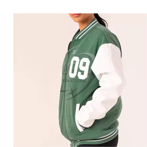 High Quality 100% Cotton Embroidered Stand Winter Fashion Casual Button <b>Bomber</b> <b>Jackets</b> <b>Men's</b> Women's <b>Varsity</b> Baseball Front - Product Image 1