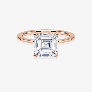 Bague de Fiançailles Classique Solitaire en Diamant de Laboratoire Taille Asscher, Or 9K, Bande en Or 9K, Platine, Géométrique, pour Homme, Idéale pour Promesse, Certifié IGI - Product Image 6