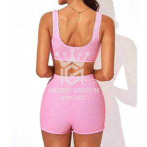 ชุดเซต2ชิ้นสำหรับออกกำลังกายเล่นโยคะของผู้หญิงชุดเล่นฟิตเนสยิมกางเกงขาสั้นผ้าฝ้ายและบราสำหรับผู้หญิงใหม่ - Product Image 3