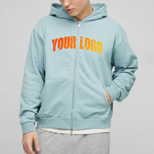 Nouveau arrivé 100% coton hommes pleine fermeture éclair sweat à capuche et sweat surdimensionné goutte épaule lourd Logo personnalisé à capuche pour homme - Product Image 4