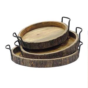 Plateau en bois de manguier Écorce à effet bois Produit de vente à chaud Bol décoratif en bois de manguier avec écorce d'arbre Fabriqué en Inde - Product Image 2