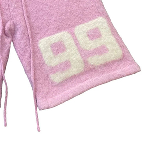 Custom Logo Solid Casual Knee Length Knitted Mohair Shorts for Men with Drawstring Closure - Product Image 5