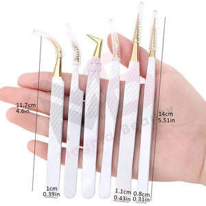 Best Lightweight Non Slip Grip Gold Lash Tweezers <b>Set</b> Lash Extension <b>Tool</b> Kit For Beginners And Professionals Level Lash Artists - Product Image 5