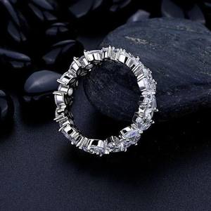 Anillo de Boda con Diamantes Cultivados en Laboratorio, Corte Marquesa Floral, Eternidad Completa, Oro Blanco de 14k, Regalos de Aniversario para Mujer, E/VS - Product Image 3