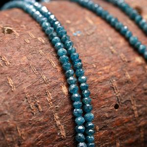 Hebras de Diamante Azul de alta calidad, cuentas Rondelle facetadas para la fabricación de joyas, piedra Natural de 2mm de diámetro, bajo evaluado por terceros - Product Image 3