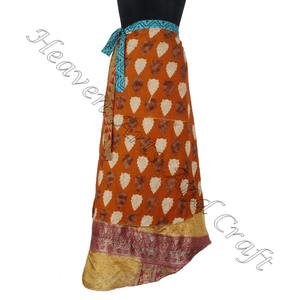 Two Layer Reversible Printed Indian <b>Wrap</b> <b>Skirts</b> Newest Summer Printing Girls Silk <b>Skirt</b> Indian Silk <b>Wrap</b> Vintage Women Handmade - Product Image 5