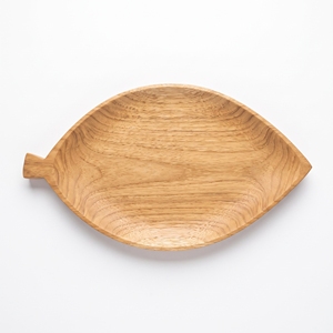 Juego de Utensilios de Cocina de Madera de Teca Sólida de Grado Alimenticio, Plato de Hoja, Plato de Madera Hecho a Mano, Plato Orgánico Artesanal Balinés para Servir - Product Image 1