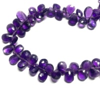 Perles de pierres précieuses en améthyste violettes facettées en forme de poire, de 8 à 9 pouces, certifiées IGI, de haute qualité, 100 % naturelles, de Rida Creations
