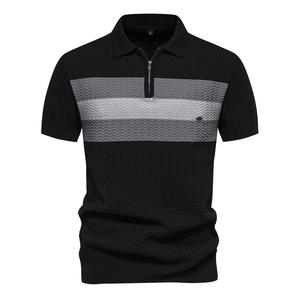 Polo de golf à manches courtes extensible de haute qualité pour hommes, décalcomanies brodées tricotées anti-rides, boutons imprimés - Product Image 4