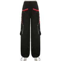 Pantalons pour femmes, style gothique punk emo, jeans baggy à pattes d'éléphant, pantalon large, vêtements grunge, hip hop, vêtements convertibles