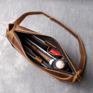 Sacs messagers vintage imperméables portables à grande fermeture éclair en cuir véritable écologique pour hommes tendance - Product Image 4