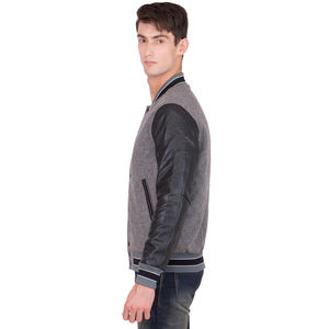 Wholesale OEM Custom Winter 100% Wool Varsity <b>Jacket</b> for <b>Men</b> High Street Style with Stand Collar Long Length <b>Thin</b> Thickness - Product Image 4