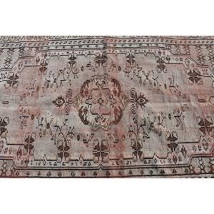 5.1x7.9 ft Vintage Rug, Rug, <b>Brown</b> Floral Rug <b>Wool</b> - Product Image 4