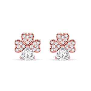 NOVAMART Fine Premium 925 <b>Sterling</b> <b>Silver</b> <b>Stud</b> Earrings for Women & Girls Trendy Diamond Flower Water Drop Shapes Princess Pear - Product Image 1