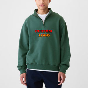 Vente en gros personnalisé Sweat-shirt épais 100% coton pour hommes Streetwear surdimensionné à fermeture éclair avec logo brodé bouffant 3D - Product Image 1
