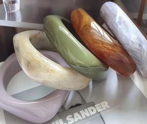 Simple Eco-Friendly Fashion Jewelry Marble Multi Color Transparent <b>Resin</b> Hand Modeled Angel Model Semitransparent Bangles Women - Product Image 1