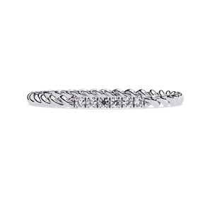 Anillo de Diamantes Trenzados en Oro Blanco, Corte Ovalado, Banda de Eternidad, Joyería de Boda - Product Image 1