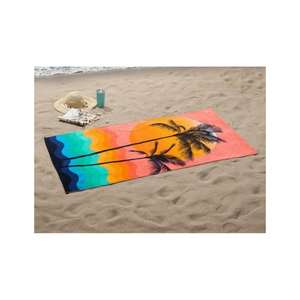 Serviette de plage de qualité supérieure certifiée GOTS à séchage rapide 100% coton brodé de luxe velours finition géométrique peluche confort Resort style - Product Image 2