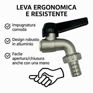 Válvula de Bola de Jardín de Latón de Estilo Industrial de 1/2 Pulgada con Palanca de Aluminio y Conector de Manguera, Diseño Resistente a la Corrosión, Montaje en Pared - Product Image 3