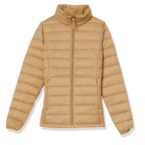 Veste matelassée à la mode avec fermeture éclair sur le devant et veste matelassée épaisse à couche intérieure confortable avec tissu coupe-vent - Product Image 1