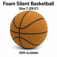 Ballon de basket silencieux en mousse PU taille 7, doux au toucher, faible bruit, couleur personnalisée, pour enfants, vente en gros usine