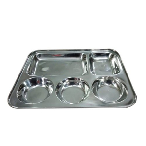 Plateau rond en acier inoxydable pour aliments, plat à thali, plateau de service pour un usage quotidien, fête, restaurant - Product Image 2