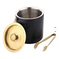 Seau à glace en acier inoxydable avec couvercle et pinces à glace, écologique, pour sublimation, essentiel pour le camping et le bar à domicile, rétention de glace de 1 kg pour la bière