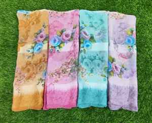 เสื้อพิมพ์ลาย Georgette Saree ไร้น้ำหนักห้าดาว patta กับเสื้อ Saree ผ้าที่มีคุณภาพดีที่สุด - Product Image 6