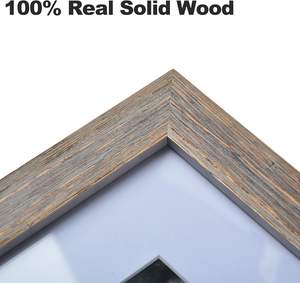 Marcos de fotos de madera desgastada 8x10 con alfombrilla 5x7 Juego de 6 marcos de madera maciza rústica con marcos de fotos de madera de vidrio real HD - Product Image 3