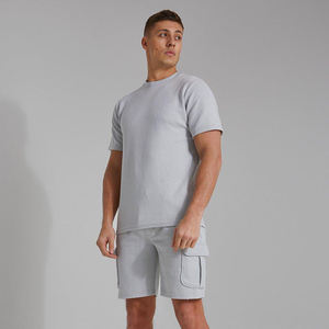 ชุดลำลองเสื้อเชิ้ตและกางเกงขาสั้น,ชุดเสื้อแขนสั้นผ้าย้อมสีพื้นดีไซน์เรียบง่ายสวมใส่สบายสำหรับฤดูร้อน - Product Image 3