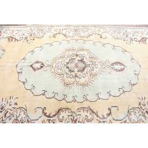 Tapis vintage 5,2 x 9 pieds, tapis persan turc en laine jaune - Product Image 4