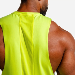 Camiseta sin mangas de hombre verde neón de gran tamaño personalizada para entrenamientos de gimnasio Chaleco de tirantes de punto DISEÑO DE Fitness muscular entrenamiento personalizable - Product Image 6