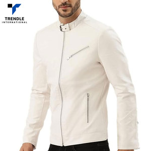 Wholesale Price Long <b>Thin</b> Stand Collar Front Logo Leather <b>Jackets</b> Hot Selling Winter 2025 New Style for <b>Men</b> - Product Image 3