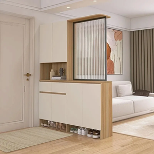 Meuble de rangement à chaussures vintage français en bois massif, séparateur d'espace moderne pour entrée, salon, chambre, salle de bain, meuble de maison pour l'intimité - Product Image 1