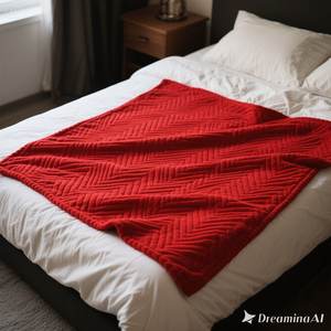 ผ้าห่มขนแกะเนื้อนุ่มดีไซน์หรูลายนูนมีขนาดคิงไซส์สีแดงอบอุ่น - Product Image 2