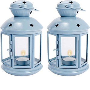 Juego de 2 portavelas de Metal blanco para decoración de interiores y exteriores, conjunto de 2 portavelas para decoración de bodas, jardín, balcón - Product Image 3