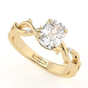 Anillo de compromiso incoloro con corte de cojín alargado de 1.50CT, banda retorcida, anillo de bodas hecho a mano para mujer, puntas de garra - Product Image 1