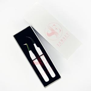 Neno ชุดปากคีบต่อขนตาสแตนเลสแข็งแบบมืออาชีพหัวเพชรดีไซน์หัวใจสีขาวเส้นใยเพิ่มวอลลุ่มขายส่ง - Product Image 6