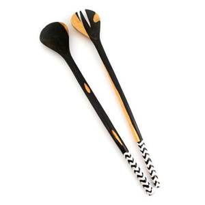 Corne Salade Mélange Et Servir Cuillère Fourchette Ensemble Solide Corne De Buffle Ustensiles De Cuisine Pour Fruits Salades Avec Les Meilleurs Outils De Salade Polis - Product Image 2