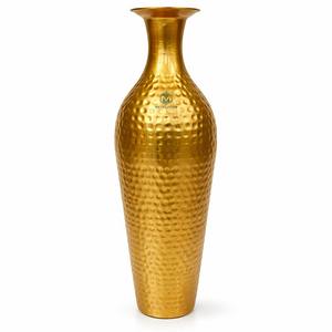 Luxurious Tall Hammered Gold Metal Floor <b>Vase</b> | Modern Minimalist Decorative <b>Vase</b> <b>for</b> Living Room Decor, Entryway Accent - Product Image 1
