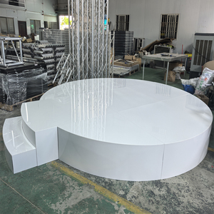 เวทีงานแต่งงานทรงกลมสีขาวอะคริลิคสมัยใหม่สำหรับตกแต่งงานแต่งงาน - Product Image 5