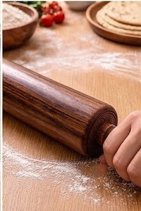 Rodillo de Masa de Madera de Acacia, Redondo, Ecológico, Apto para Lavavajillas, Utensilio de Cocina de Diseño Minimalista para Hornear y Preparar Masa - Product Image 6