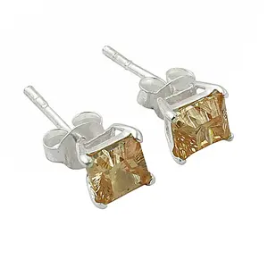 Pendientes de Plata de Ley 925 con Citrino en Forma de Gota, Corte Cuadrado, Chapado en Oro de 18K, Regalo, Piedra Principal de Cuarzo Diamante, Diseño Floral - Product Image 3
