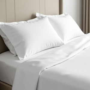 초대형 화이트 코튼 플랫 시트 280x300cm 300 실 수 플랜지 가장자리 통기성 일반 스타일 올 시즌 호텔 병원 - Product Image 2