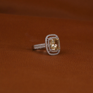 Custom Yellow <b>Cushion</b> Cut Lab Grown Diamond 18KT Solid White Gold Jewelry Latest Design Bling Engagement Ring <b>for</b> Gift - Product Image 5